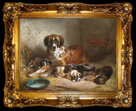 framed  Benno Adam Bernese Mountain Dog and Her Pups, ta009-2